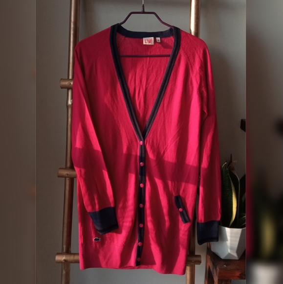 Lacoste Pink and Navy Cardigan - Picture 2 of 11